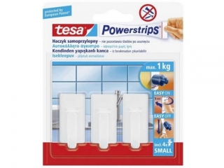 HACZYK SAMOPRZYLEPNY POWERSTRIPS TESA, K WADRATOWY, BIAY 3 SZT. [opakowanie=6szt]