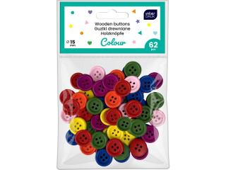 Guziki kolorowe 62szt