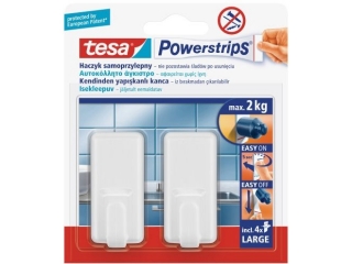 HACZYK SAMOPRZYLEPNY POWERSTRIPS TESA KWADRATOWY, DUZY, BIAY 2SZT.BLISTER [opakowanie=6szt]