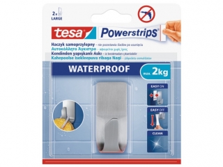 HACZYK SAMOPRZYLEPNY POWERSTRIPS WATERPR OOF TESA PROSTOKTNY, METALOWY 1SZT.BLISTER [opakowanie=6szt]