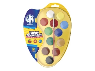 Farby akwarelowe Astra 12 kol - fi 30 mm - paletka [opakowanie=4szt]