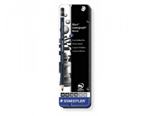 Owek Mars Lumograph black, szecioktny, 6 szt. w metal. opk., (2B, 4B, 6B, 8B), Staedtler
