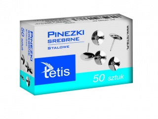 Pinezki srebrne 50 szt.[opakowanie=10szt]
