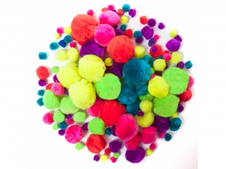POMPONY AKRYLOWE MIX NEON, 156 SZT. [opakowanie=3szt]