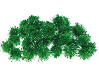 Pompony metalizowane rozmiar: 20mm ilość: 40 szt kolor: zielony