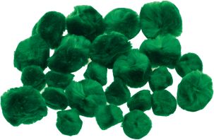 Pompony rozmiar: 25, 35, 40mm ilość: 24 szt kolor: zielony