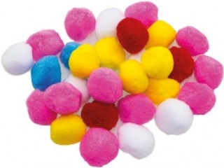 Pompony rozmiar: 50mm ilość: 30 szt kolor: mix