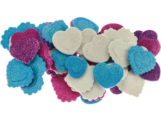 Naklejki z pianki z brokatem nazwa: serca ilość: 48 szt