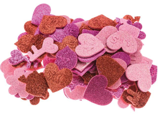 Naklejki z pianki z brokatem nazwa: serca ilość: 75 szt