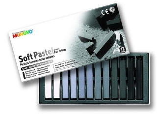 MUNGYO PASTELE SUCHE MP-12-G KOMPLET 12 SZT. SZAROŚCI