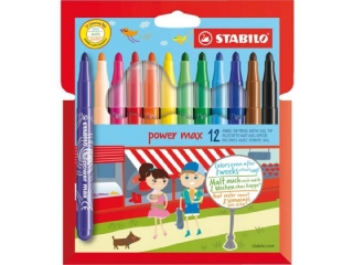 FLAMASTRY STABILO POWER MAX PUD. Z ZAWIESZKĄ 12 SZT.(6)