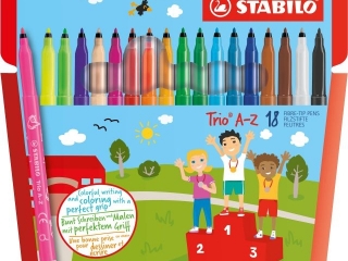 FLAMASTRY TRÓJKĄTNE STABILO TRIO A-Z, PUD. Z ZAW. 18 SZT. (6)