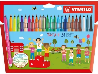 FLAMASTRY TRÓJKĄTNE STABILO TRIO A-Z, PUD. Z ZAW. 24 SZT. (6) (prx)