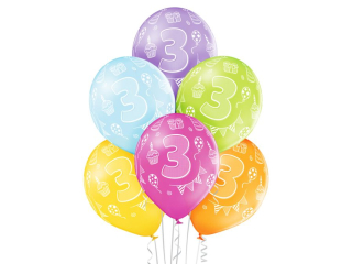 Balony BN06-193 - 3 urodziny - op. 6 szt.