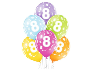 Balony BN06-198 - 8 urodziny - op.6szt.
