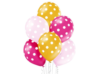 Balony BN06-329 - Kropki dla dziewczynki -  op. 6 szt. metalizowane PROM