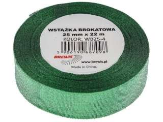 Wstążka brokatowa rozmiar: 25mm x 22 m kolor: zielony