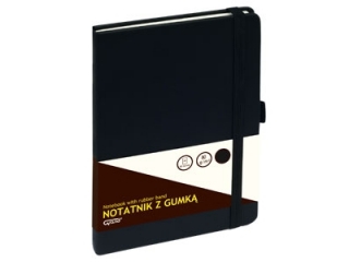 Notatnik GRAND z gumką czarny A5/80 kartek 80gm- kratka (sz)