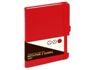 Notatnik GRAND z gumką czerwony A5/80 kartek 80gm- kratka (sz)