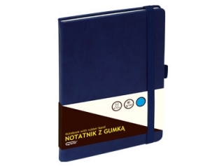 Notatnik GRAND z gumką granatowy A5/80 kartek 80gm- kratka (sz)