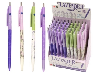 Długopis pstrykany Lavender, niebieski, różne motywy, 0.38mm, 50 sztuk w display-u, MG
