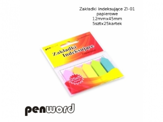ZAKŁADKI INDEKSUJĄCE ZI-01 PAPIEROWE 5x25 12mmx45mm
