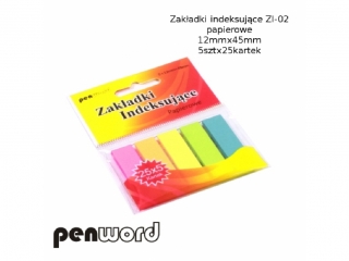 ZAKŁADKI INDEKSUJĄCE ZI-02 PAPIEROWE 5x25 12mmx45mm