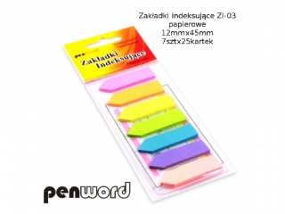 ZAKŁADKI INDEKSUJĄCE ZI-03 PAPIEROWE 7x25 12mmx45mm