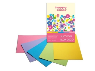 Blok Deco Summer A4, 170g, 20 ark, 5 kol., Happy Color [opakowanie=5szt]