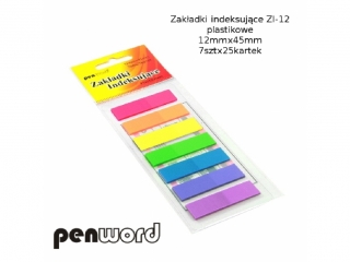 ZAKŁADKI INDEKSUJĄCE ZI-12 PLASTIKOWE 7x25 12mmx45mm