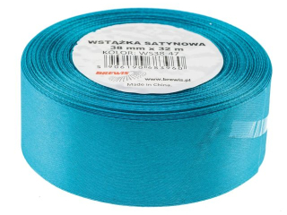 Wst��ka satynowa  rozmiar: 38mm x 32 m kolor: turkusowy