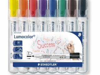 Marker Lumocolor do białych tablic whiteboard, okrągły, 8 kol. w etui box, Staedtler
