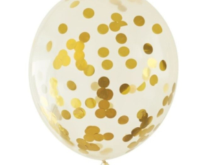 Balony z konfetti BKN-8575 złotym op. 5szt. 30cm