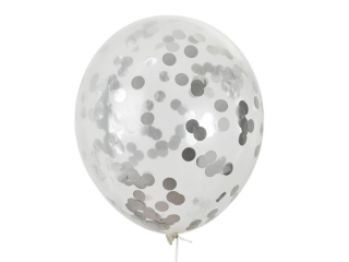 Balony z konfetti BKN-8599 srebrnym op.5szt 30cm