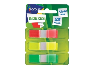 Zakadki indeks NEON plastik 12x44 mm  3x25 kart. ZZ FO42046 [opakowanie=12szt]