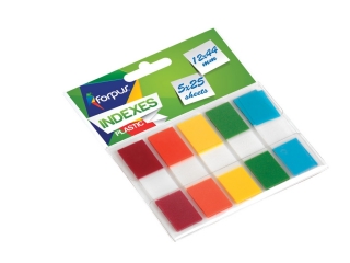 Zakadki indeks NEON plastik 12x44 mm  5x25 kart zestaw FO42049 [opakowanie=24szt]
