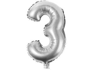 Balony foliowe cyferki BC-34/3/S 34" srebrne, 86 cm