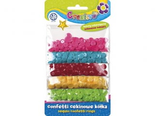 Confetti cekinowe kka na blistrze Creativo - mix 5  kol intensywnych 1000 sztuk [opakowanie=6szt]