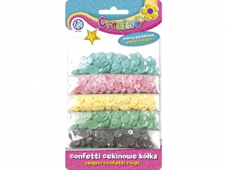 Confetti cekinowe kka na blistrze Creativo - mix 5 kol pastelowych 1000 sztuk [opakowanie=6szt]