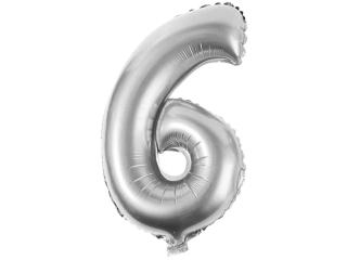 Balony foliowe cyferki BC-34/6/S 34" srebrne, 86 cm