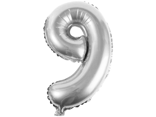 Balony foliowe cyferki BC-34/9/S 34" srebrne, 86 cm