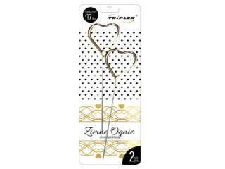 Zimne ognie TXF--318-24 serca złote, rozm.17, 5cm, box =24 blist. x 2szt.