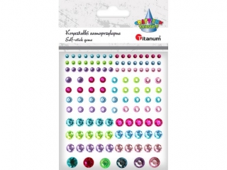 Krysztaki samoprzylepne okrge O108mm 120szt. kolory: jasnorowy, fioletowy, jasnoniebieski, fuksja, bkitny, jaskrawozielony