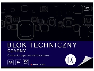 Blok techniczny czarny A4 10 170g [opakowanie=10szt]