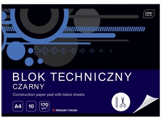 Blok techniczny czarny A4 10 170g [opakowanie=10szt]