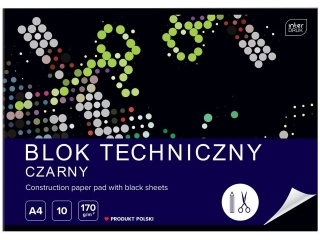 Blok techniczny czarny A4 10 170g [opakowanie=10szt]