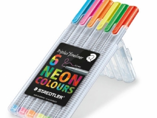 Cienkopis triplus, trójkątny, 0.3 mm, 6 kol. NEON w etui box, Staedtler