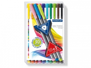Cienkopis triplus, trójkątny, 0.3 mm, 13 kol. (10+ 3 x 338 gratis), Staedtler