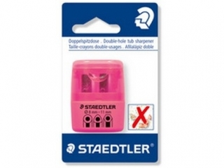 Temperówka z pojemnikiem, podwójna, różowy neon, Staedtler