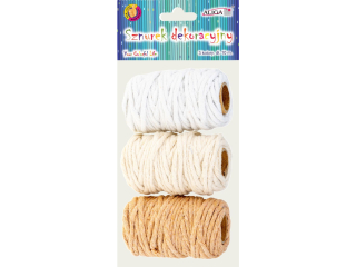 Sznurek baweniany dekor. SZ-7628 rozm. 2mm x 10m, op. zawiera 3 kolory